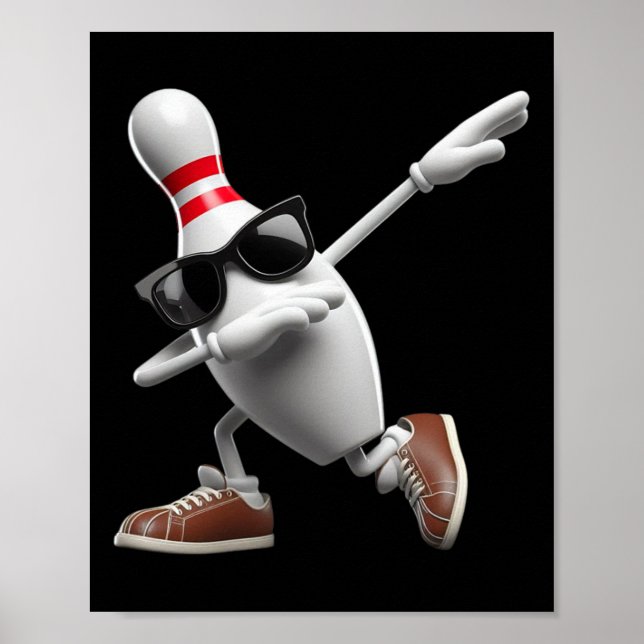Bowling Button Dabbing Sungles Bowler Player Kids  Poster (Vorne)