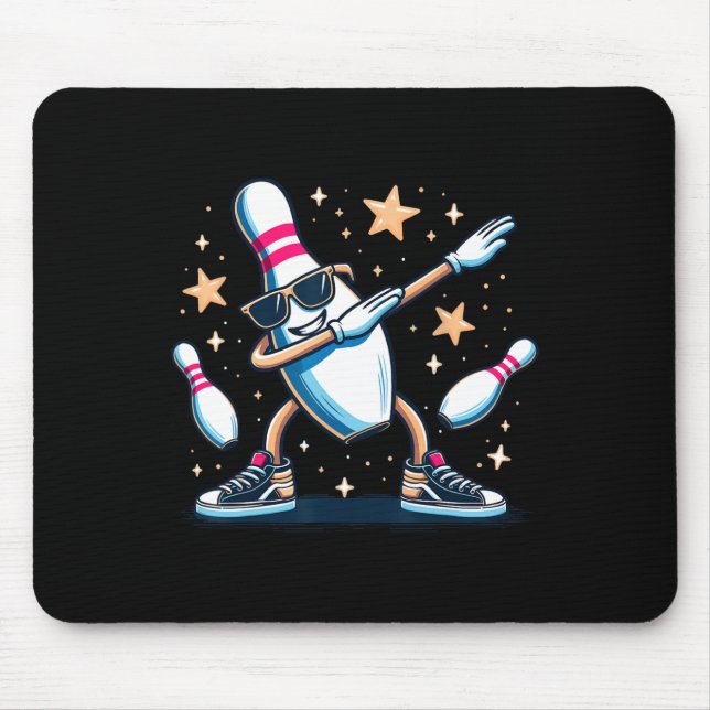 Bowling Button Dabbing Sungles Bowler Player Kinde Mousepad (Vorne)