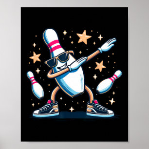 Bowling Button Dabbing Sungles Bowler Player Kinde Poster