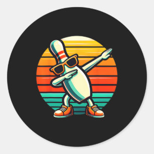 Bowling Button Dabbing Sungles Bowler Player Kinde Runder Aufkleber