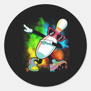 Bowling Button Dabbing Sungles Bowler Player Kinde Runder Aufkleber