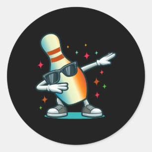 Bowling Button Dabbing Sungles Bowler Player Kinde Runder Aufkleber