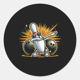 Bowling Button Dabbing Sungles Bowler Player Men W Runder Aufkleber