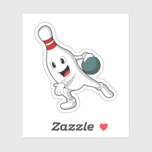 Bowling Button im Bowling mit Bowlingball Aufkleber