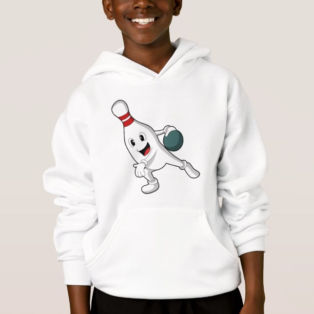 Bowling Button im Bowling mit Bowlingball Hoodie (Vorderseite)