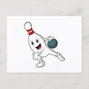 Bowling Button im Bowling mit Bowlingball Postkarte