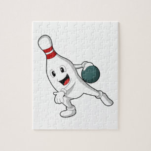 Bowling Button im Bowling mit Bowlingball Puzzle