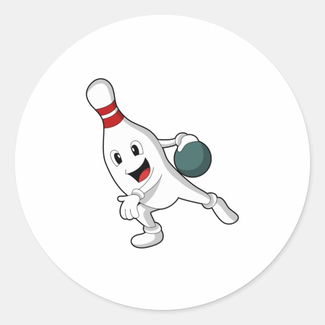 Bowling Button im Bowling mit Bowlingball Runder Aufkleber (Vorderseite)