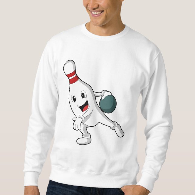 Bowling Button im Bowling mit Bowlingball Sweatshirt (Vorderseite)