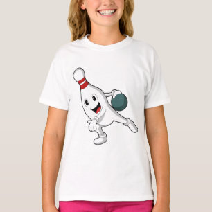 Bowling Button im Bowling mit Bowlingball T-Shirt