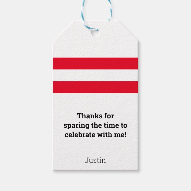 Bowling Button Rote Streifen mit benutzerdefiniert Geschenkanhänger (Vorderseite)