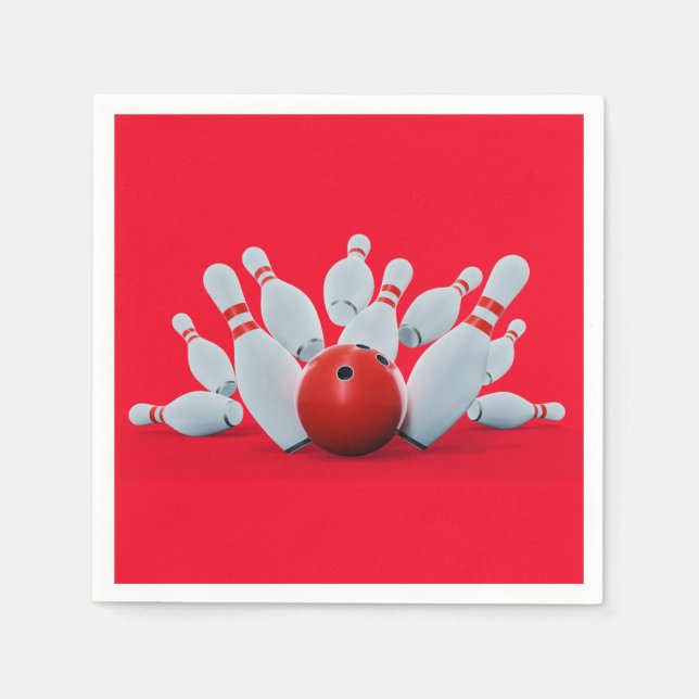 Bowling Buttone Bowling Geburtstagsparty Serviette (Vorderseite)