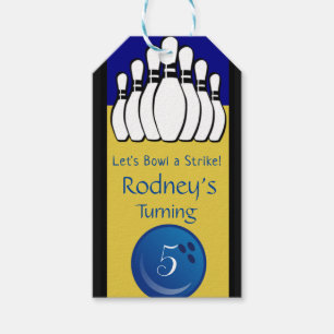 Bowling Buttone Fünfte Geburtstagsfeier Geschenkanhänger