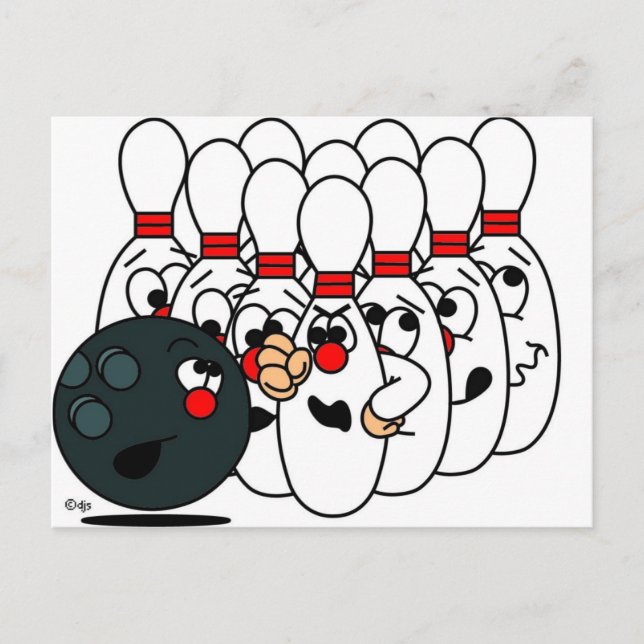 Bowling Buttone Postkarte (Vorderseite)