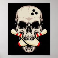 Bowling Buttone Retro Skelett Kopf Bowling Bal