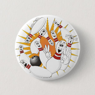 Bowling Buttone Strike Cartoon Button