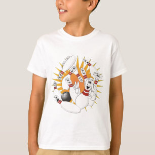 Bowling Buttone Strike Cartoon T-Shirt