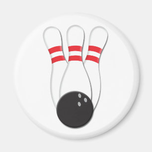 Bowling Buttone und Ball Magnet
