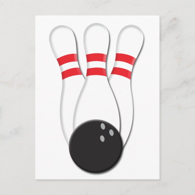 Bowling Buttone und Ball Postkarte (Vorderseite)