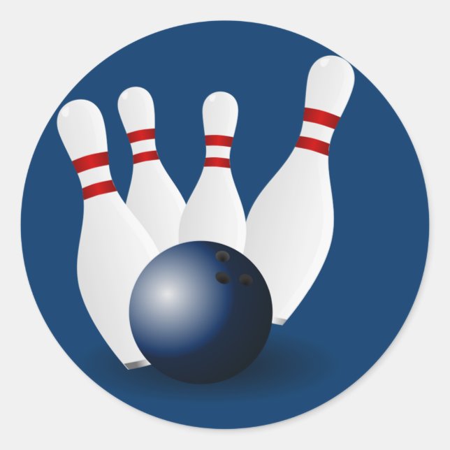 Bowling Buttone und Ball Runder Aufkleber (Vorderseite)