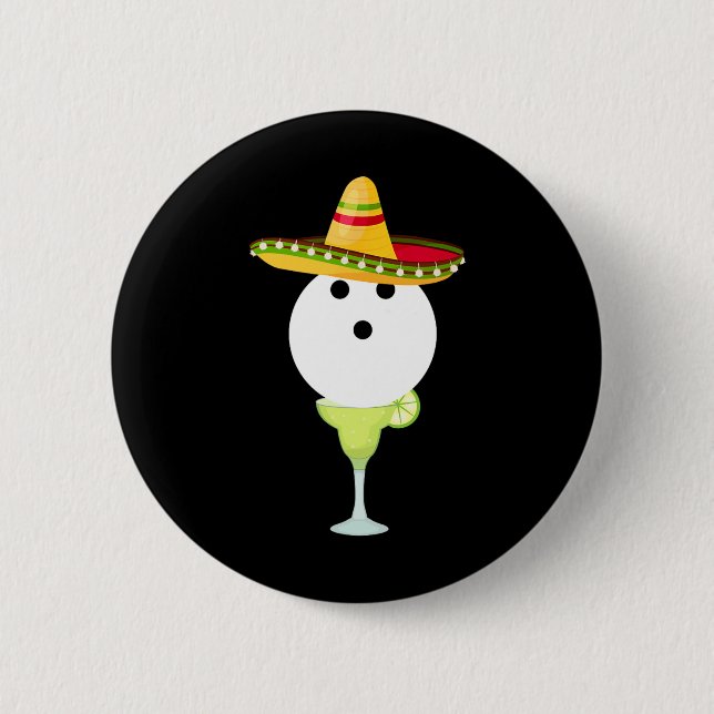 Bowling Byll mit Sombrero und Margarita Sport Chat Button (Vorderseite)