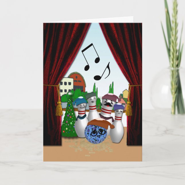 Bowling Carol Feiertagskarte (Vorderseite)