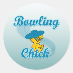 Bowling Chick #3 Runder Aufkleber