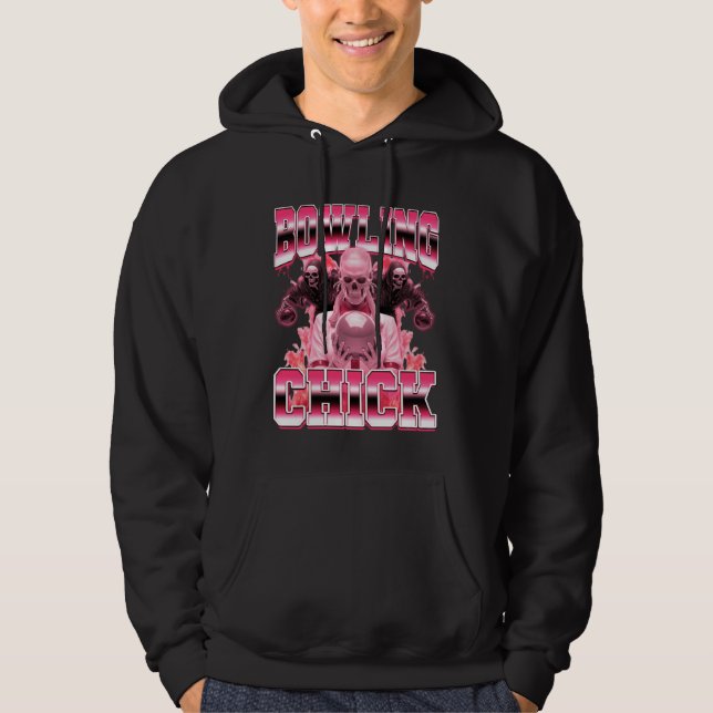 Bowling Chick Bowler 90s Bootleg Style Hoodie (Vorderseite)