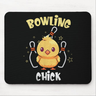 Bowling Chick Funny Chicken Athlete Bowler Men Wom Mousepad