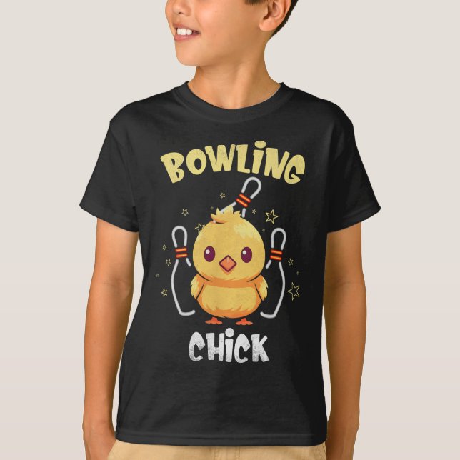 Bowling Chick Funny Chicken Athlete Bowler Men Wom T-Shirt (Vorderseite)