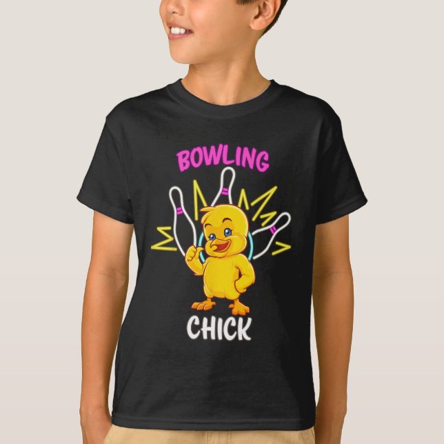 Bowling Chick Funny Chicken Sports Athlete T-Shirt (Vorderseite)