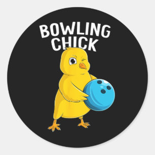 Bowling Chick Funny Women Girls Bowling Niedlich Runder Aufkleber
