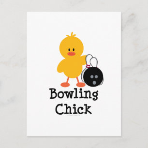 Bowling Chick Postcard Postkarte