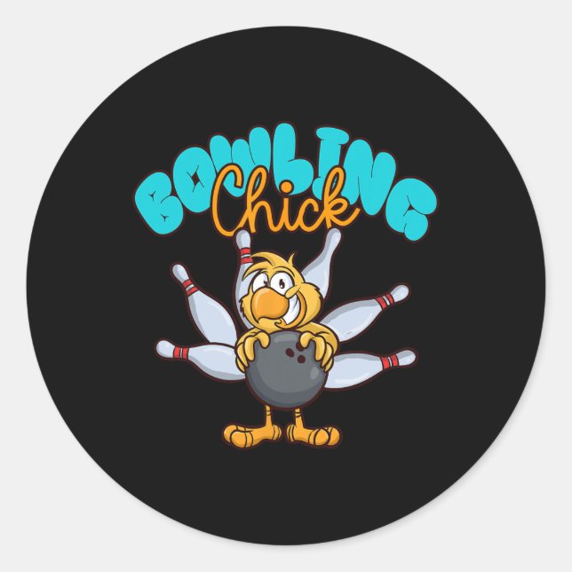 Bowling Chick Runder Aufkleber (Vorderseite)