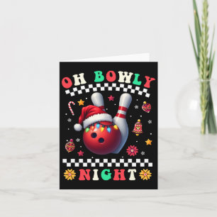 Bowling Christmas Oh Bowly Night Weihnachtsmannmüt Karte