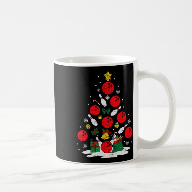 Bowling Christmas Tree Lights Xmas Bowler Sport Me Kaffeetasse (Rechts)