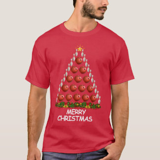 Bowling Christmasree Frohe Weihnachtsjunge T-Shirt