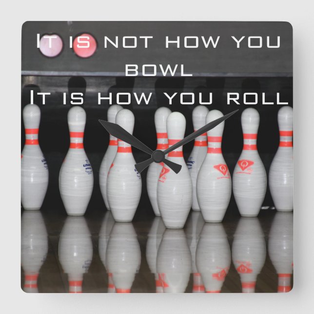 Bowling Clock Quadratische Wanduhr (Vorderseite)