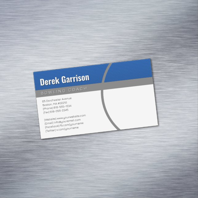 Bowling Coach | Perfektes Sportangebot Magnetische Visitenkarte (Beispiel)