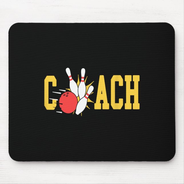Bowling Coach schlägt Buttone Bowling Team Fun Mousepad (Vorne)