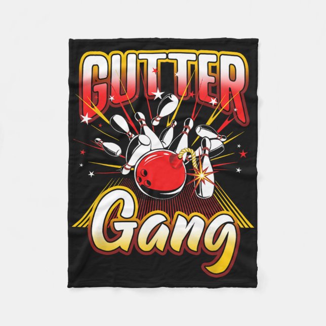 Bowling Cool Gutter Gang Bowlers 10 Button Fleecedecke (Vorderseite)
