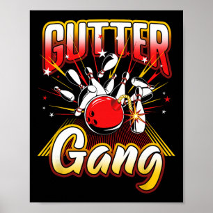 Bowling Cool Gutter Gang Bowlers 10 Button Poster