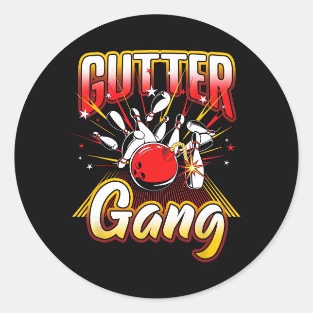 Bowling Cool Gutter Gang Bowlers 10 Button Runder Aufkleber (Vorderseite)