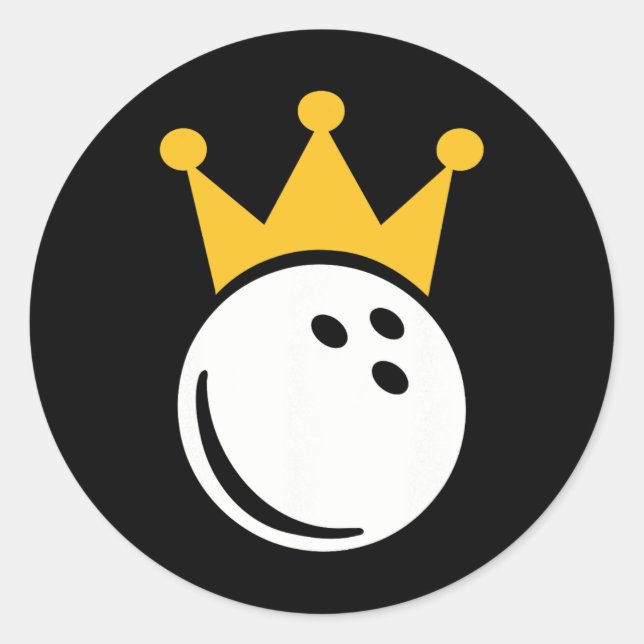 Bowling Crown Runder Aufkleber (Vorderseite)