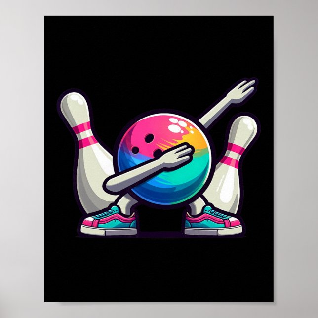 Bowling Dab Bowler Bowling Ll Player Button Kinder Poster (Vorne)