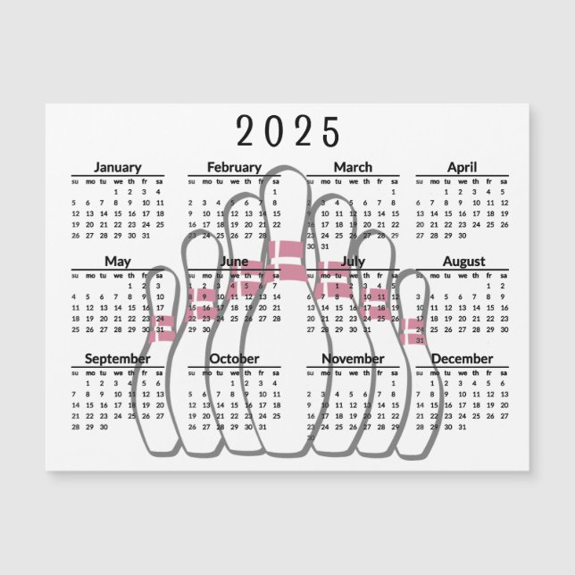 Bowling Design 2025 Kalender Magnetkarte (Vorderseite)