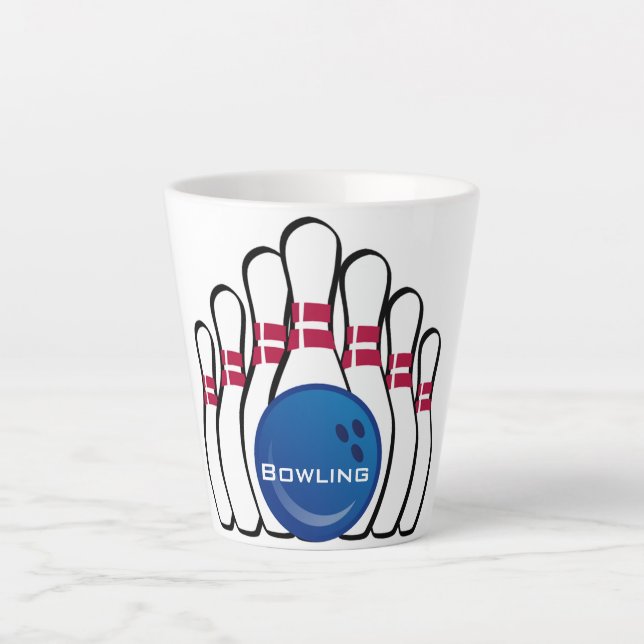 Bowling Design Latte Cup Milchtasse (Vorderseite)