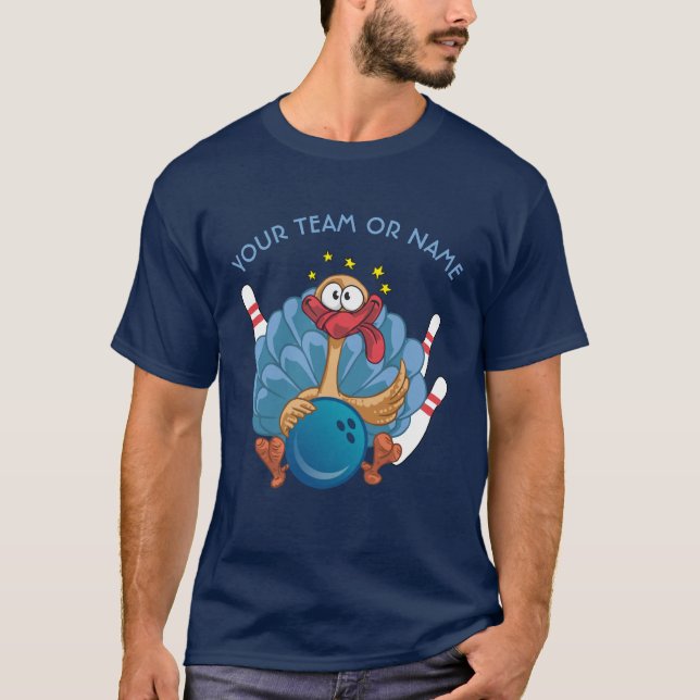 Bowling die wilde Türkei mit Ball und Buttone T-Shirt (Vorderseite)
