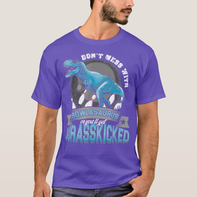 Bowling Dinosaur Bowler Bowling Ball Bowling T-Shirt (Vorderseite)