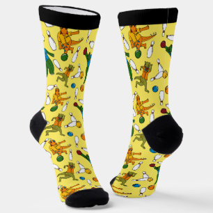 Bowling Dinosaurier Cartoon Gemustert Bowlers Socken